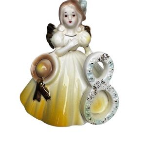 Josef Original Vintage Ceramic Angel Figurine with Number 8